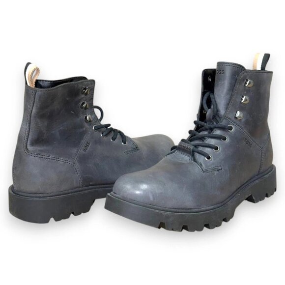 BOSS Adley Men's Gray Leather Ankle Boots US 9 (UK 8 EU 42) MSRP $250 - Picture 4 of 4
